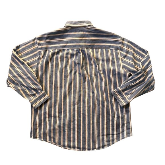 Lands End‎ Brush Popper Shirt Mens XL Striped Long Sleeve Cotton Thick Workwear - Picture 7 of 7